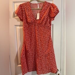 Beachsissi Fashion V Neck Floral Print Casual Mini Dress Size Large NWT